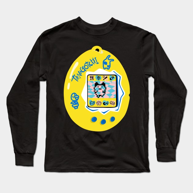 Original Tamagotchi - Yellow with Blue Long Sleeve T-Shirt by NOSSIKKO